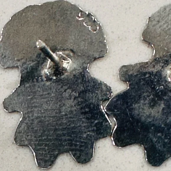 Sterling Silver and Enamel Post Earrings Mexican Lelé - Picture 3 of 4